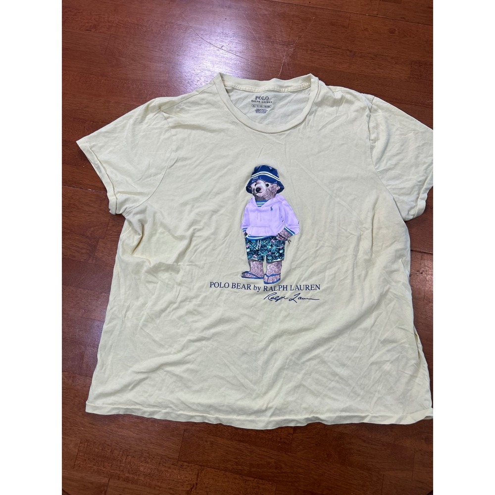 Polo Ralph Lauren T-Shirt Mens XL Yellow Polo Bear Graphic Short Sleeve Tee - Picture 3 of 9